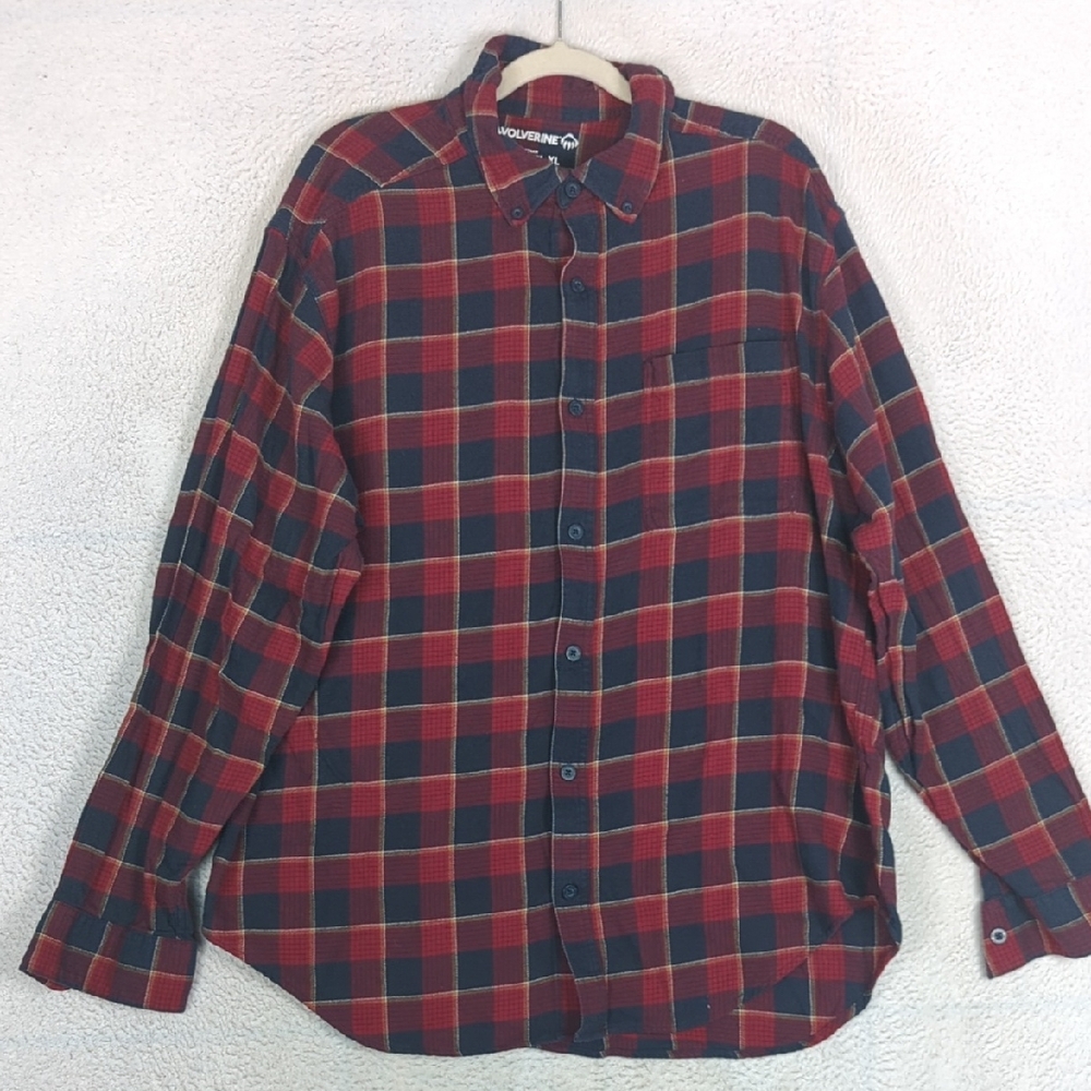 Wolverine Men's Blue &‎ Red Plaid Button Down Shirt Size XL